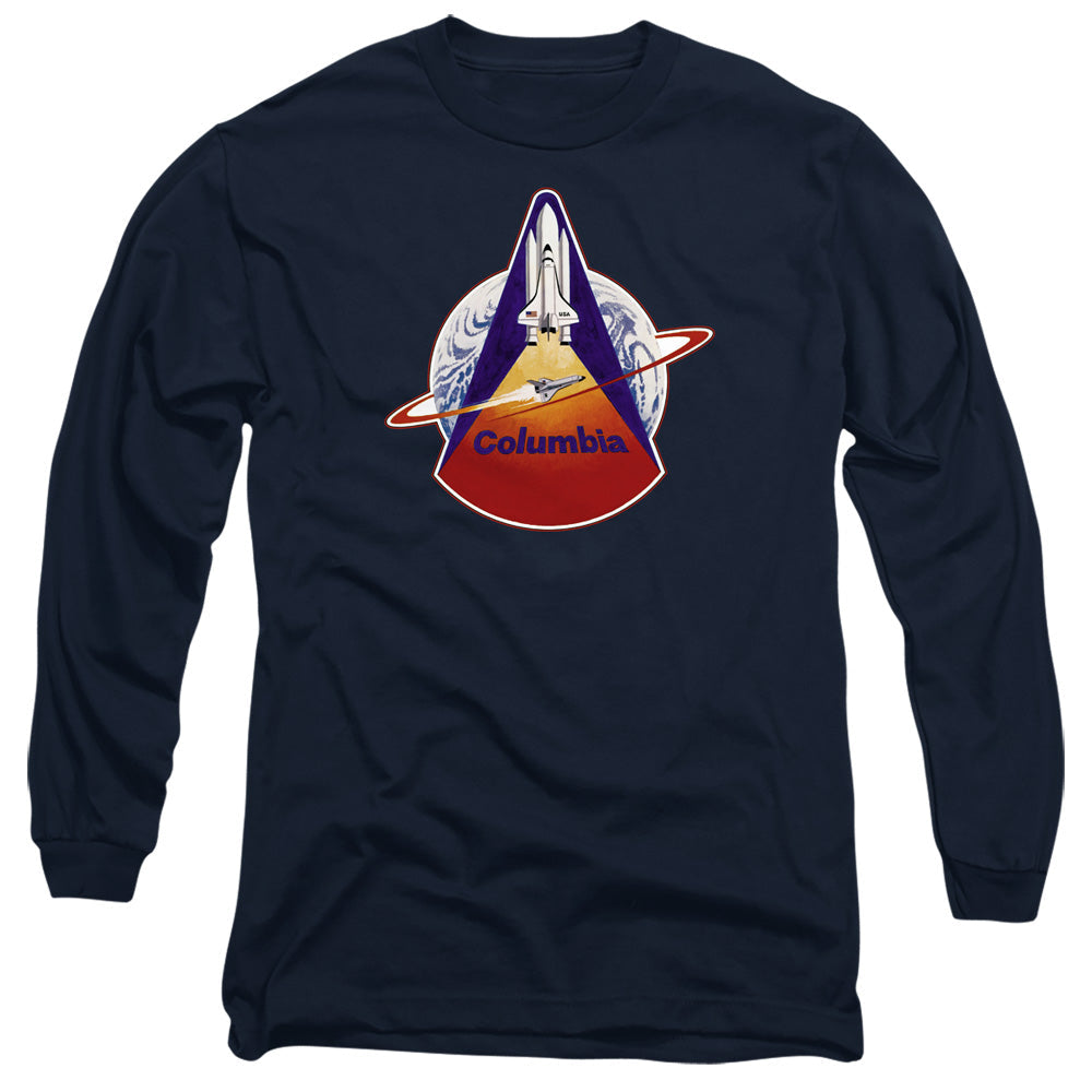 Nasa Sts 1 Mission Patch Mens Long Sleeve Shirt Navy Officially Licensed