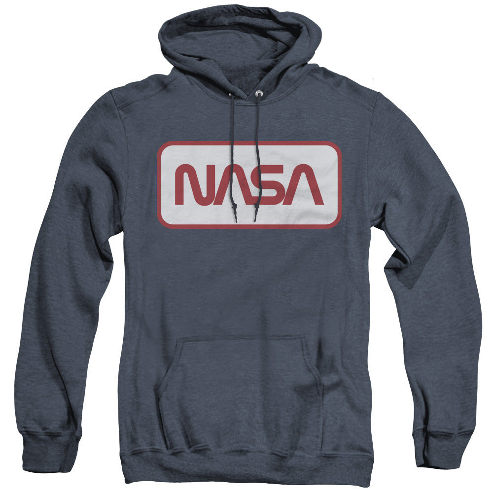 Nasa Rectangular Logo Mens Heather Hoodie Navy Officially Licensed