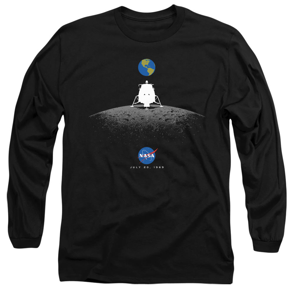 Nasa Moon Landing Simple Mens Long Sleeve Shirt Black Officially Licensed