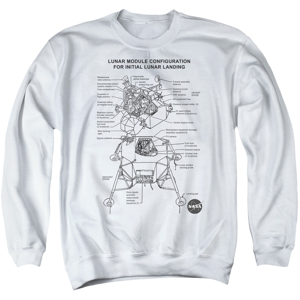 Nasa Lunar Module Diagram Mens Crewneck Sweatshirt White Officially Licensed