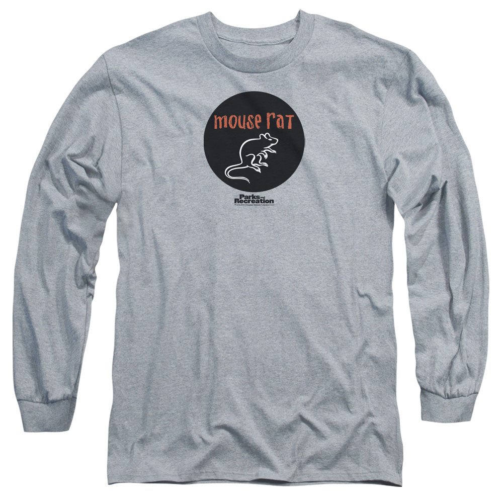 Parks & Rec Mouse Rat Circle Mens Long Sleeve Shirt Athletic Heather