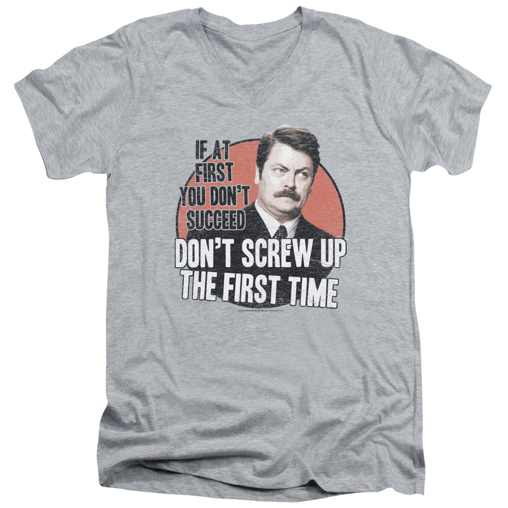Parks And Rec Dont Screw Up Mens Slim Fit V Neck T Shirt Athletic Heather