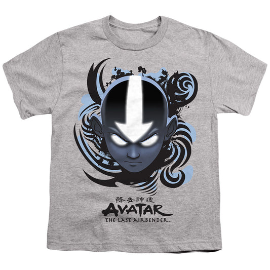Avatar The Last Airbender Airbender Blue And Black Kanji Kids Youth T Shirt Athletic Heather Officially Licensed