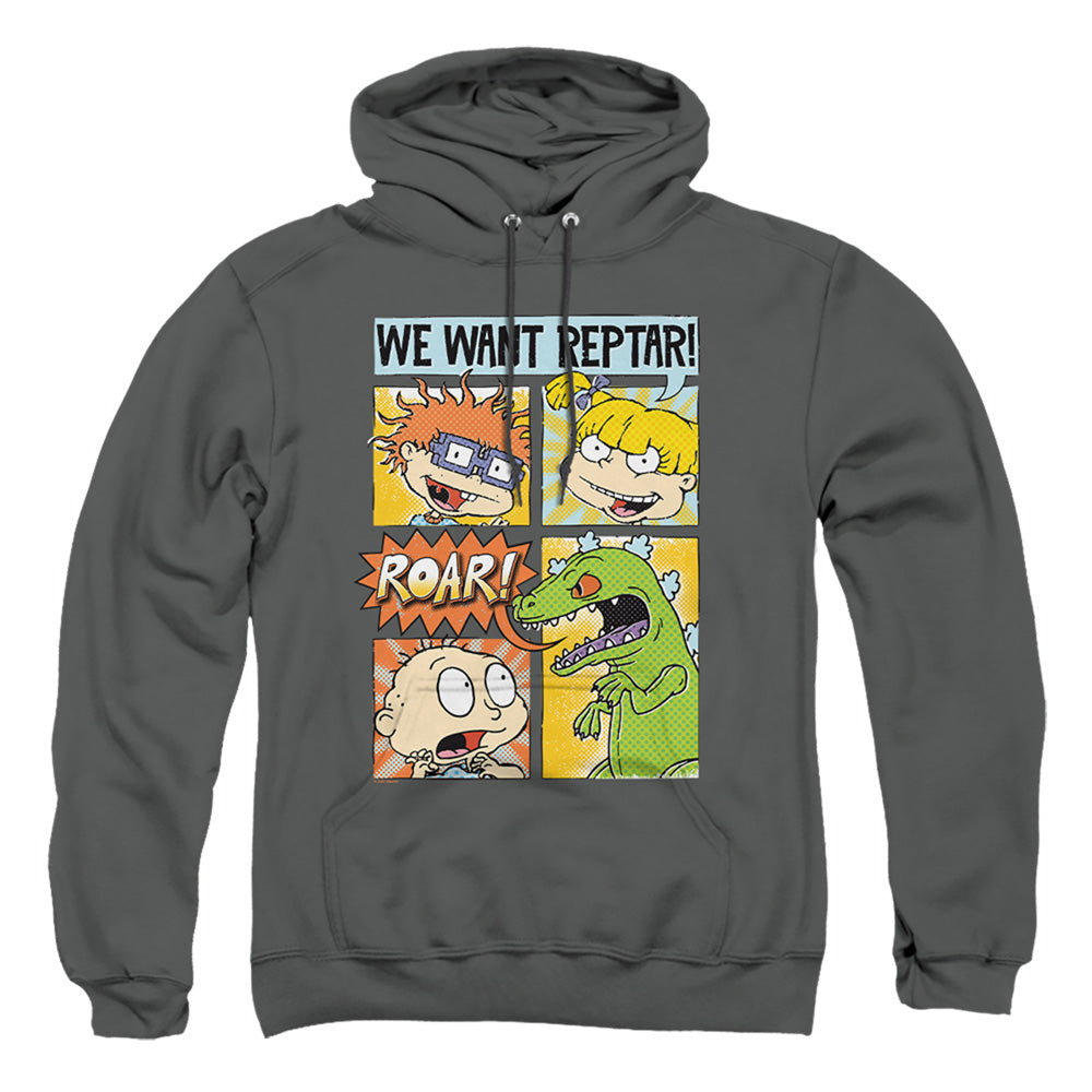 Rugrats We Want Reptar! Comic Mens Hoodie Charcoal