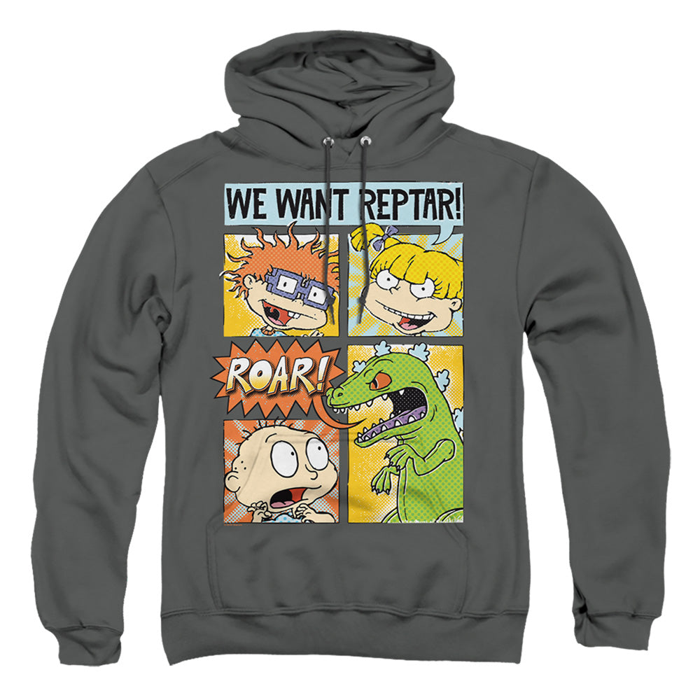 Rugrats We Want Reptar! Comic Mens Hoodie Charcoal