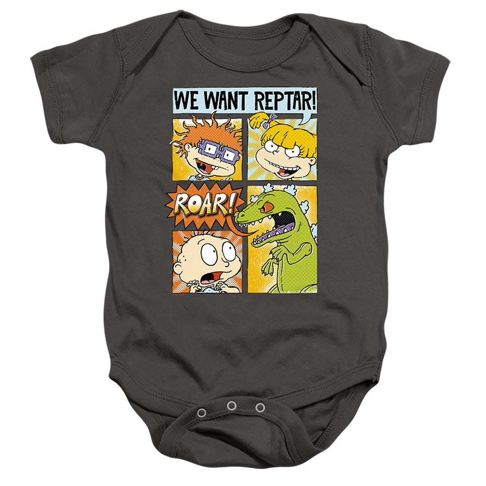 Rugrats We Want Reptar! Comic Infant Baby Snapsuit Charcoal Officially Licensed