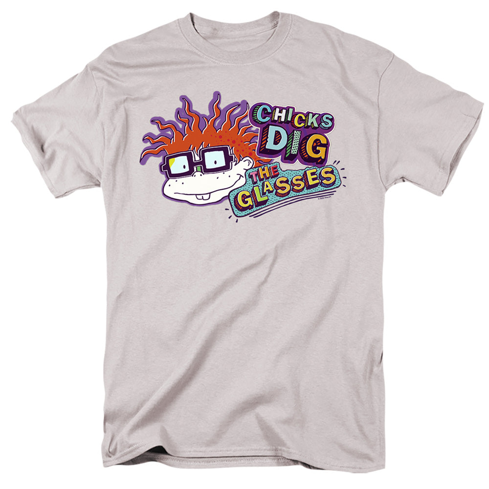 Rugrats Chicks Dig The Glasses Badge Mens T Shirt Silver