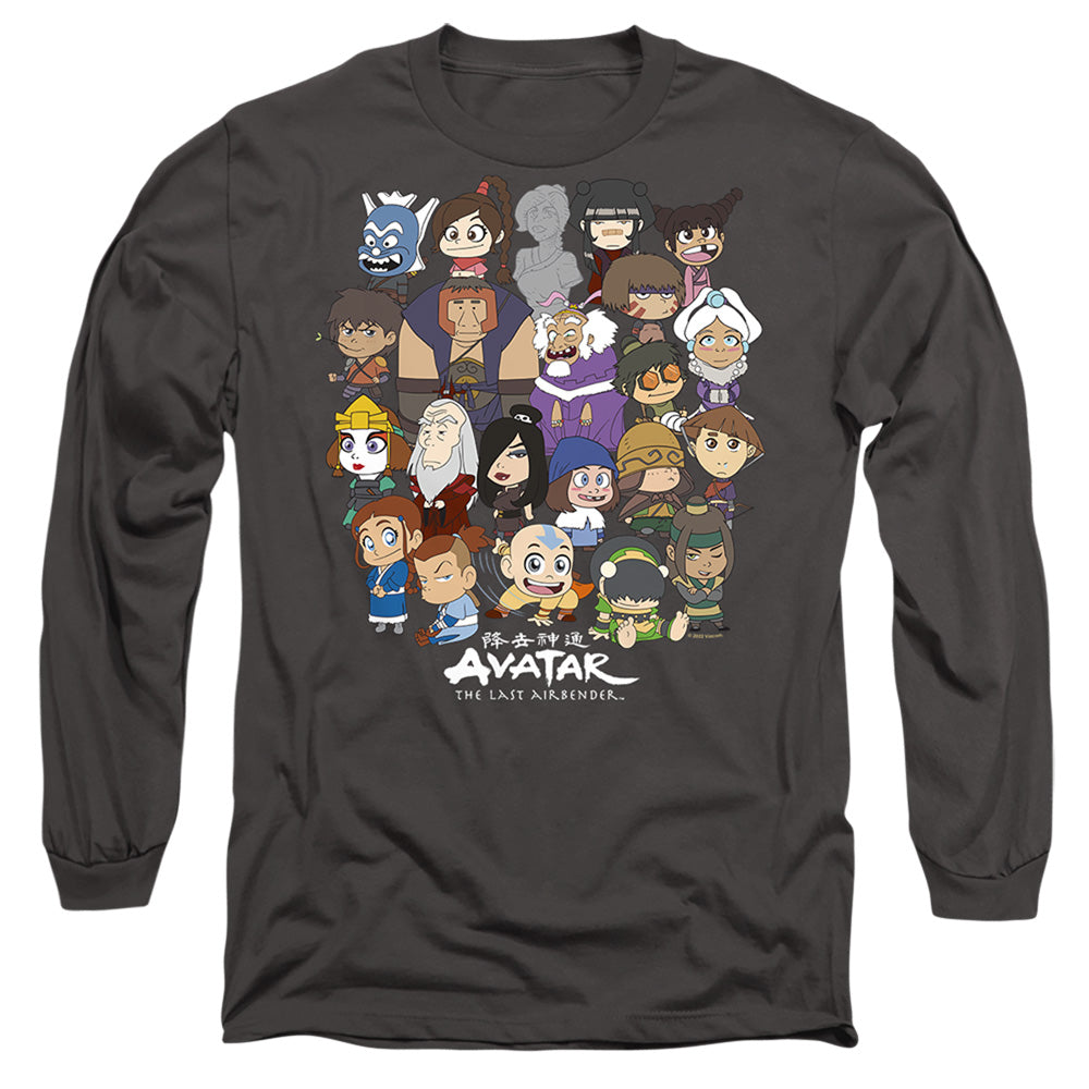 Avatar The Last Airbender Chibi Group Mens Long Sleeve Shirt Charcoal