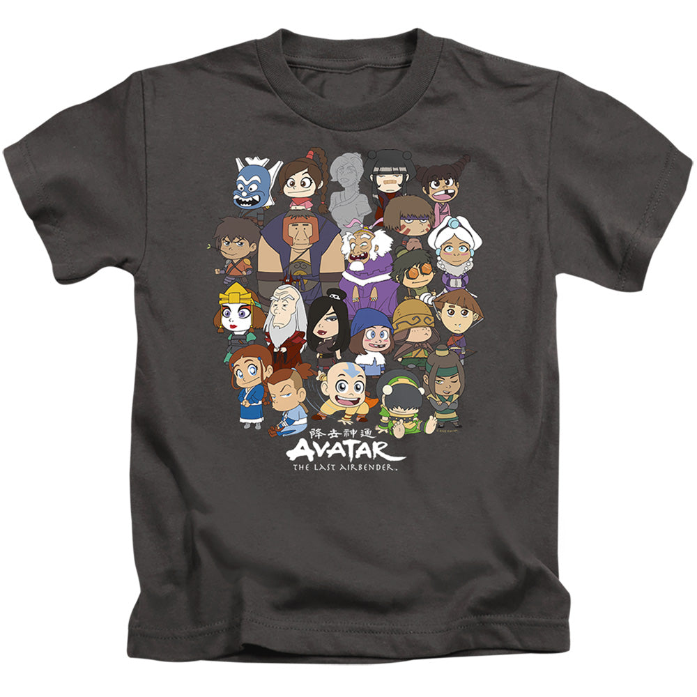 Avatar The Last Airbender Chibi Group Juvenile Kids Youth T Shirt Charcoal Officially Licensed