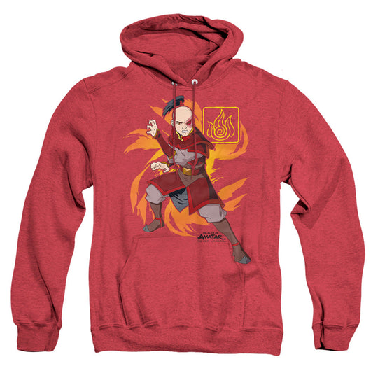 Avatar The Last Airbender Zuko Flame Burst Mens Heather Hoodie Red Officially Licensed