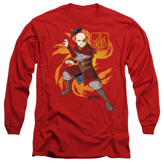 Avatar The Last Airbender Zuko Flame Burst Mens Long Sleeve Shirt Red