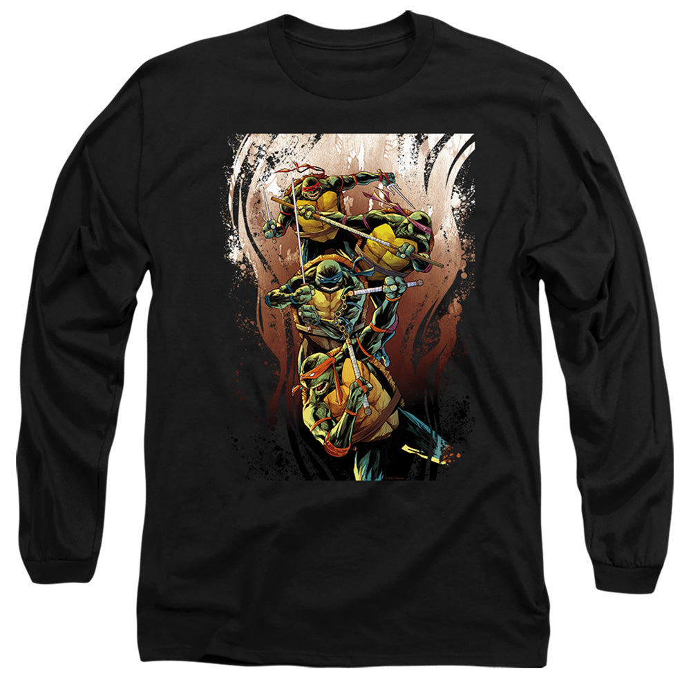 Tmnt Earthy Rainbow Warriors Mens Long Sleeve Shirt Black Officially Licensed