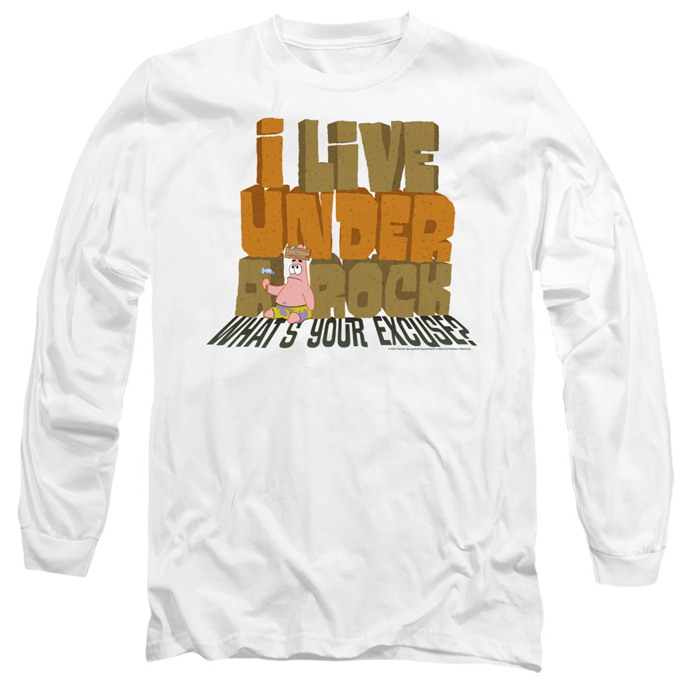 Spongebob What'S Your Excuse? Mens Long Sleeve Shirt White Officially Licensed