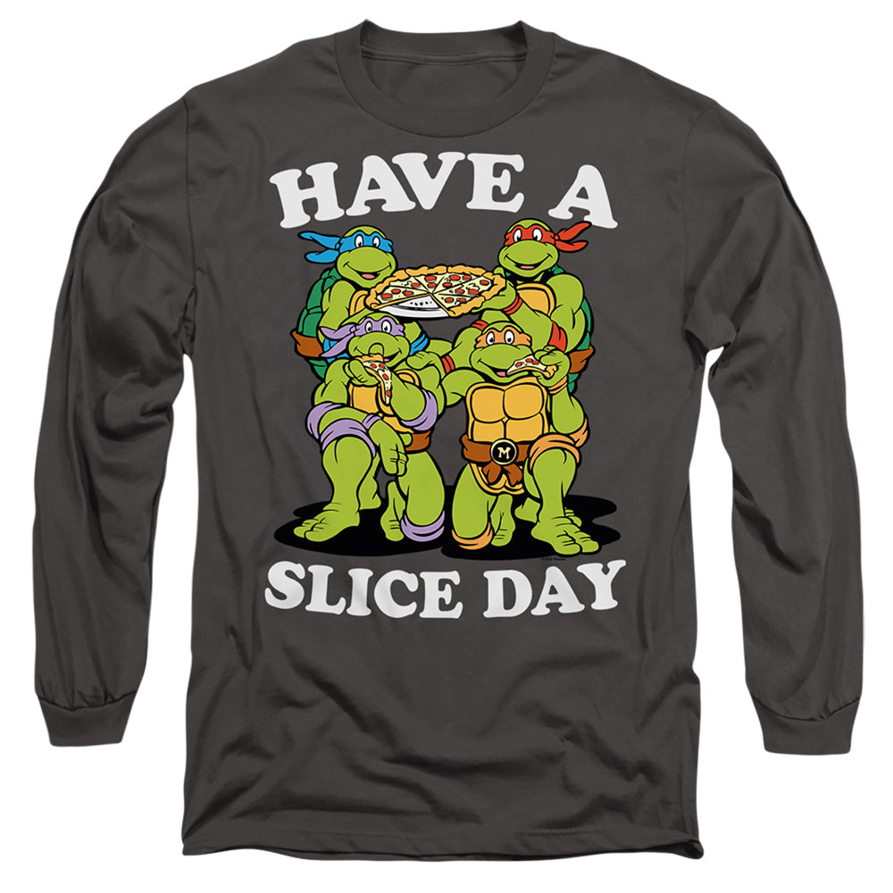 Tmnt Have A Slice Day Mens Long Sleeve Shirt Charcoal Officially Licensed