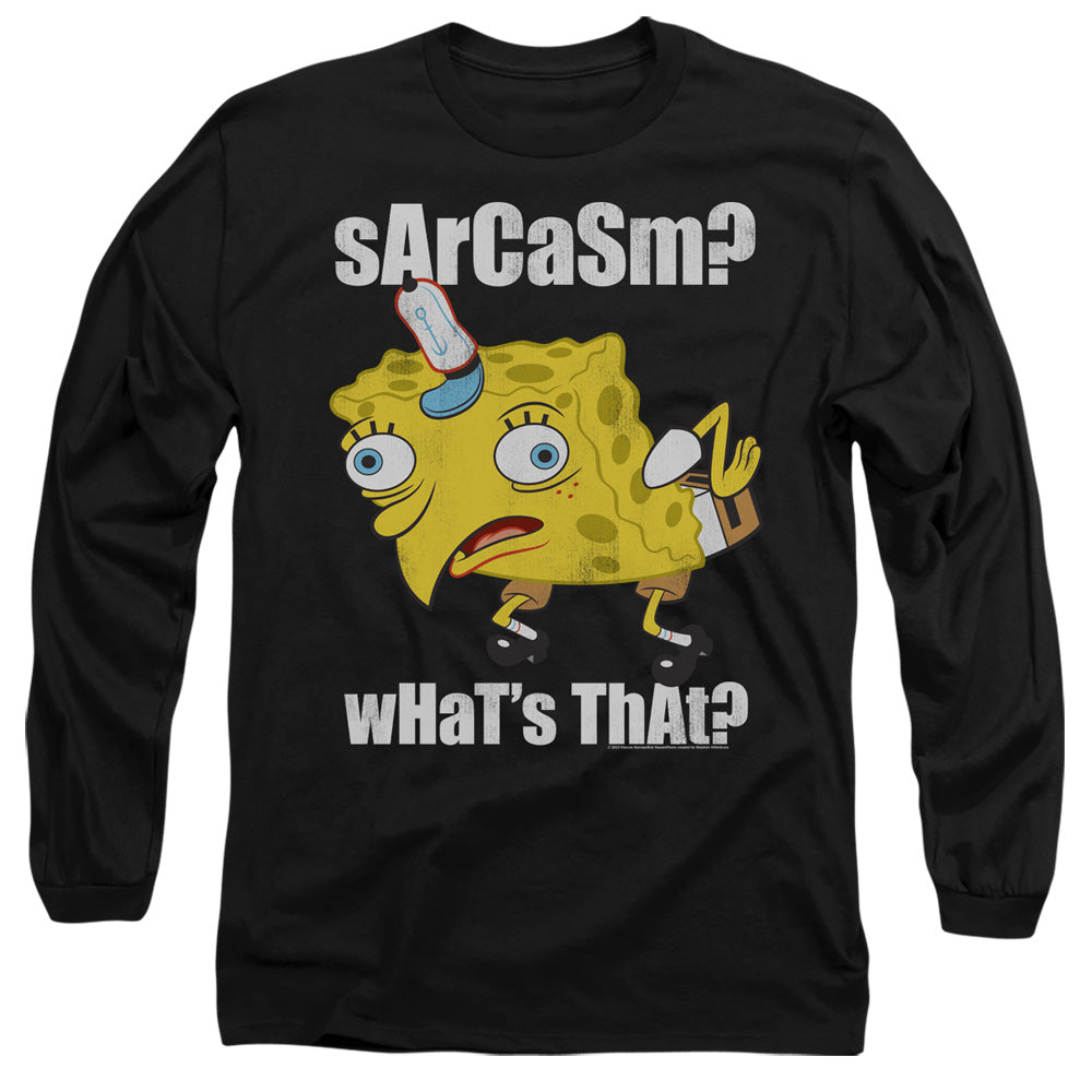 Spongebob Sarcasm Meme Mens Long Sleeve Shirt Black Officially Licensed
