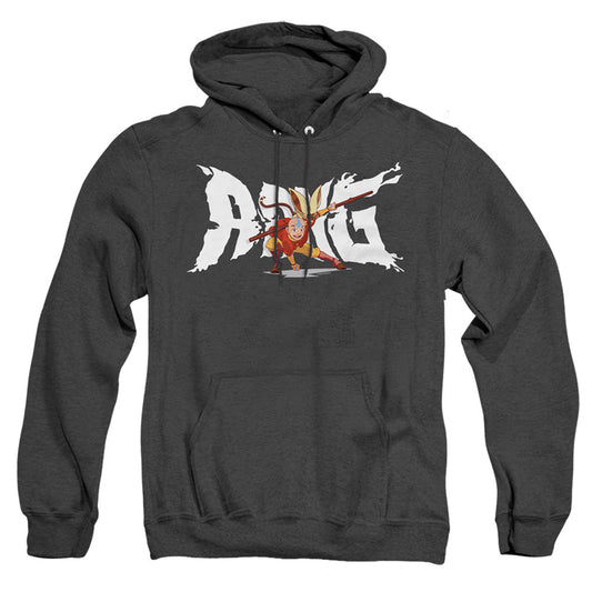 Avatar The Last Airbender Aang And Momo Heather Mens Hoodie Black Officially Licensed