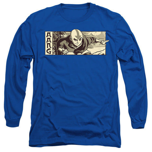 Avatar The Last Airbender Illustrated Aang Mens Long Sleeve Shirt Royal Blue