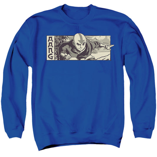 Avatar The Last Airbender Illustrated Aang Mens Crewneck Sweatshirt Royal