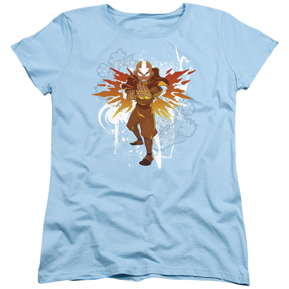 Avatar The Last Airbender Flower And Fish Aang Womens T Shirt Light Blue Officially Licensed