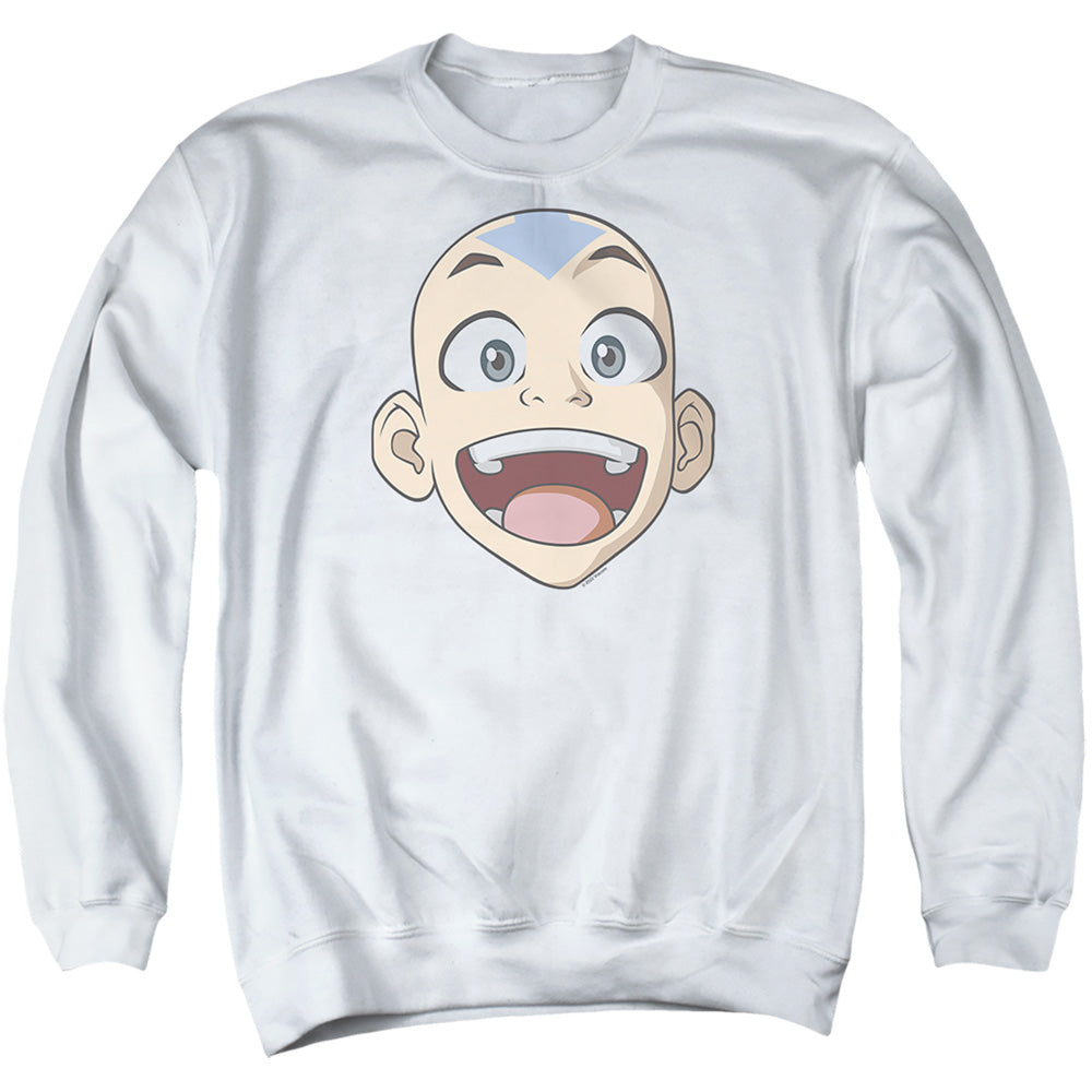 Avatar The Last Airbender Big Aang Face Mens Crewneck Sweatshirt White