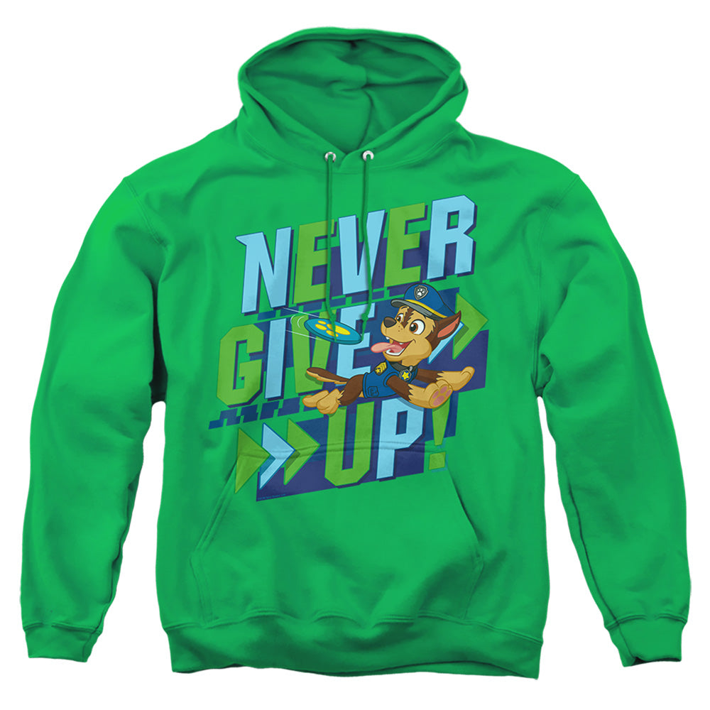 Paw Patrol Never Give Up Mens Hoodie Kelly Green Officially Licensed