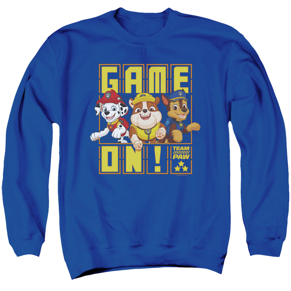 Paw Patrol Game On Team Paw Mens Crewneck Sweatshirt Royal Blue Officially Licensed