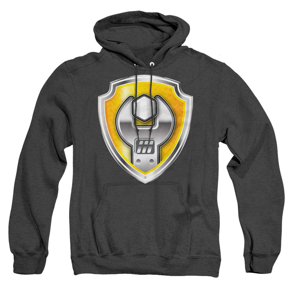 Paw Patrol Rubble Badge Mens Heather Hoodie Black Officially Licensed