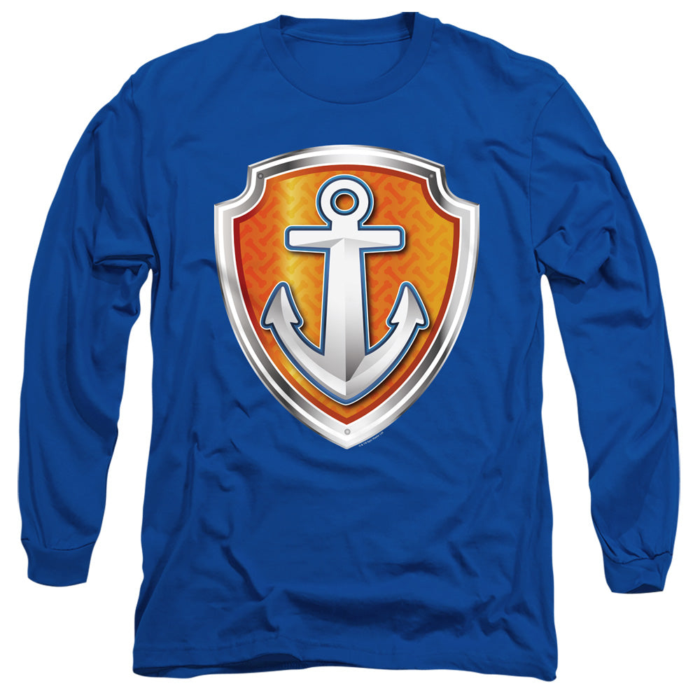Paw Patrol Zuma Badge Mens Long Sleeve Shirt Royal Blue Officially Licensed