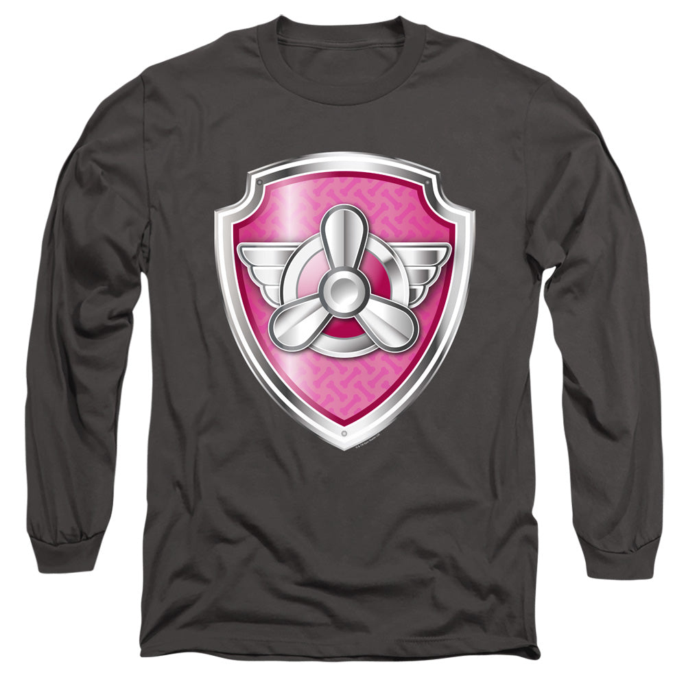 Paw Patrol Skye Badge Mens Long Sleeve Shirt Charcoal Officially Licensed