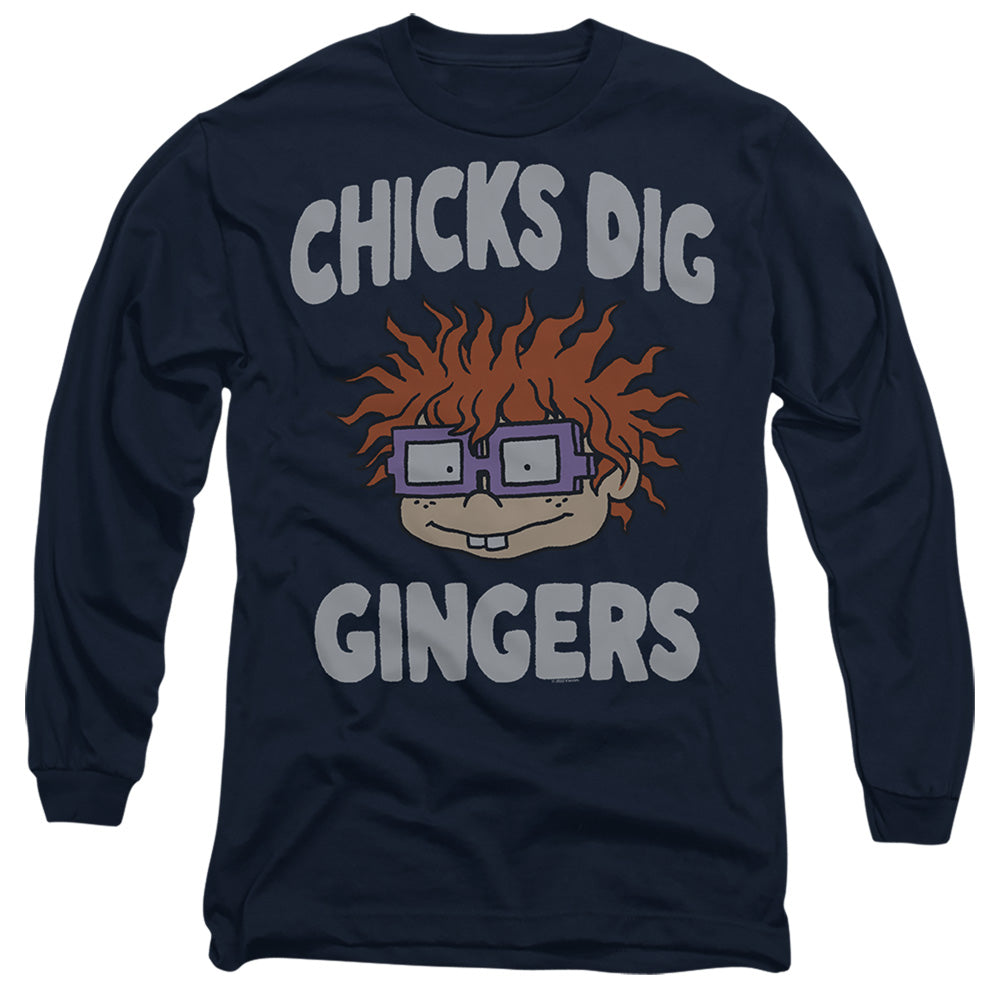 Rugrats Chicks Dig Gingers Mens Long Sleeve Shirt Navy Officially Licensed
