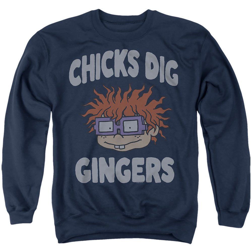 Rugrats Chicks Dig Gingers Mens Crewneck Sweatshirt Navy Officially Licensed