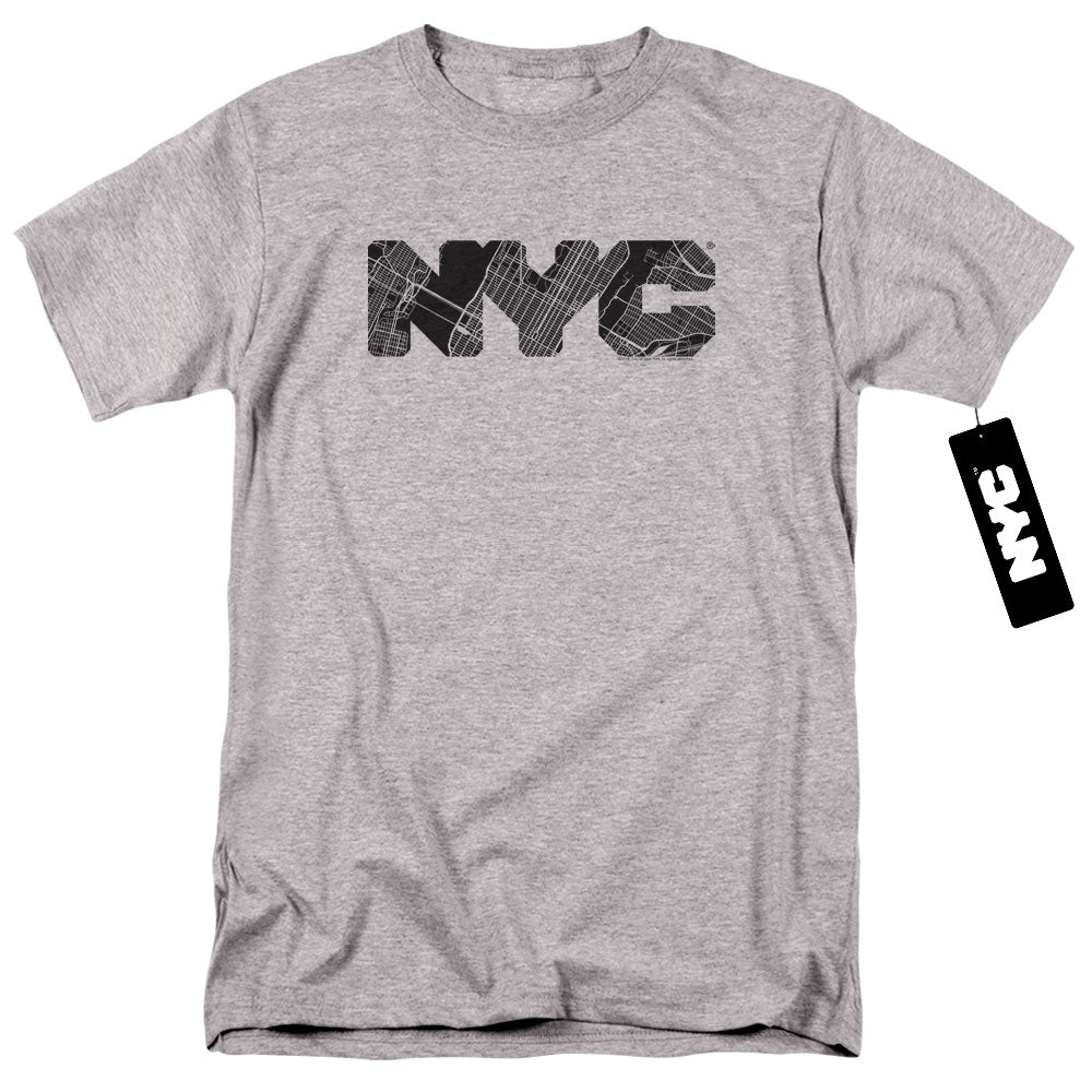 New York City Nyc Map Fill Mens T Shirt Athletic Heather Officially Licensed