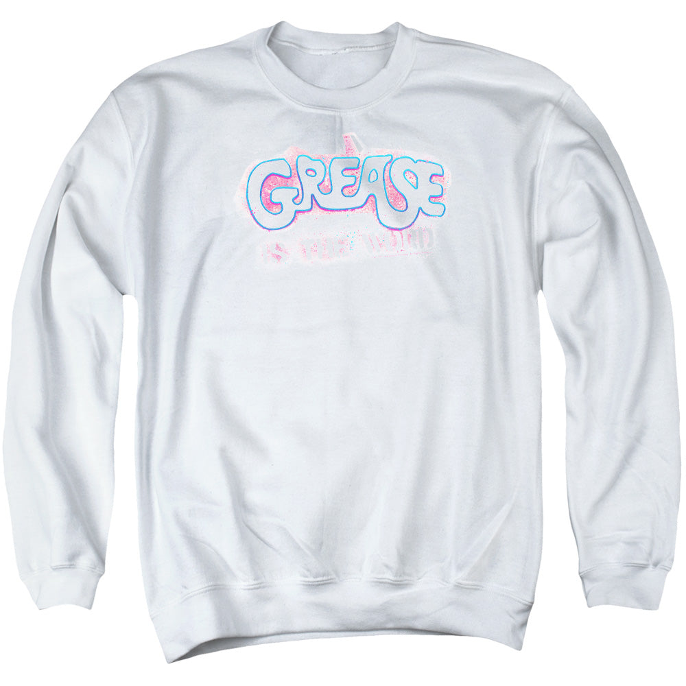 Grease Grease Is The Word Mens Crewneck Sweatshirt White Officially Licensed