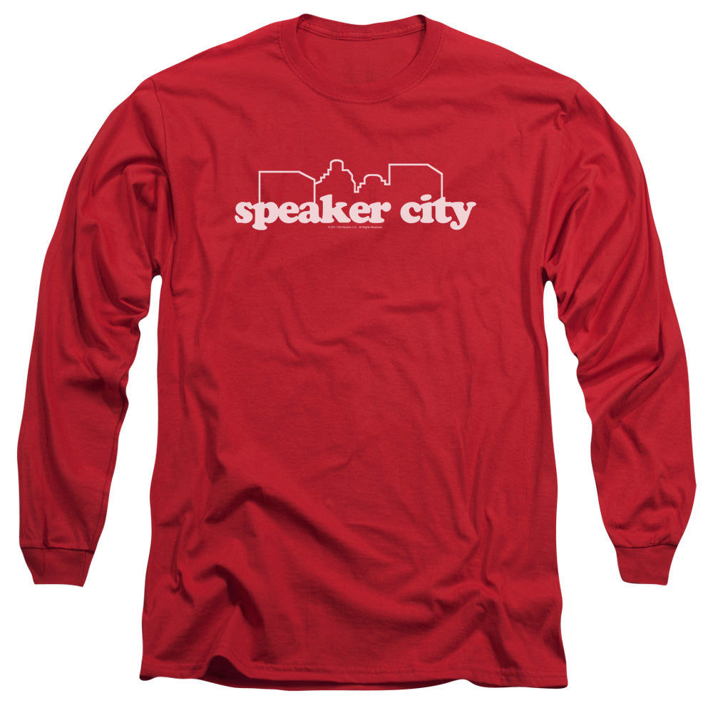 Old School Speaker City Logo Mens Long Sleeve Shirt Red Officially Licensed