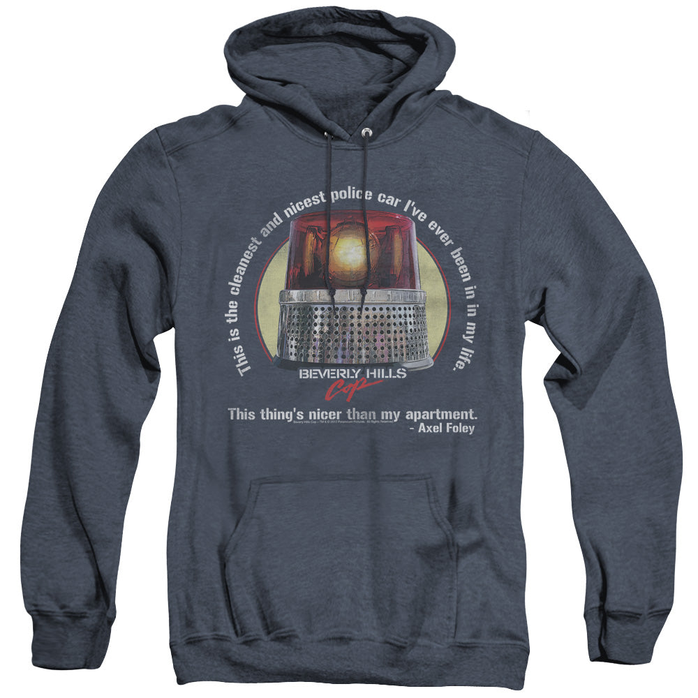 Beverly Hills Cop Nicest Police Car Heather Mens Hoodie Navy Officially Licensed