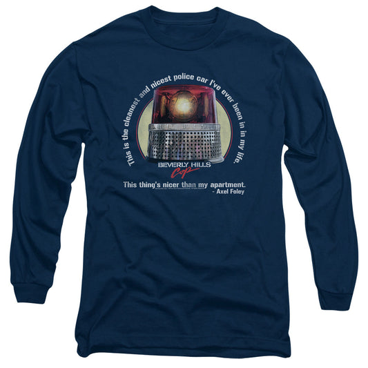 Beverly Hills Cop Nicest Police Car Mens Long Sleeve Shirt Navy Officially Licensed