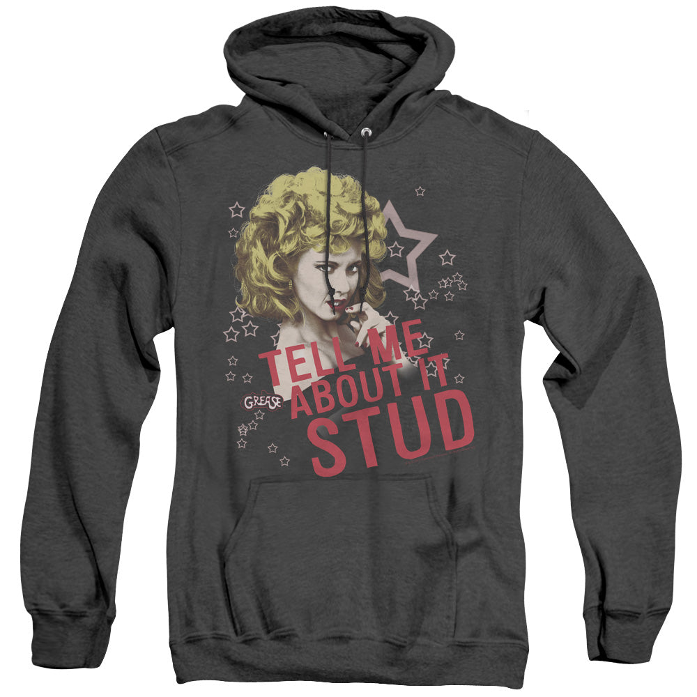 Grease Tell Me About It Stud Mens Heather Hoodie Black Officially Licensed