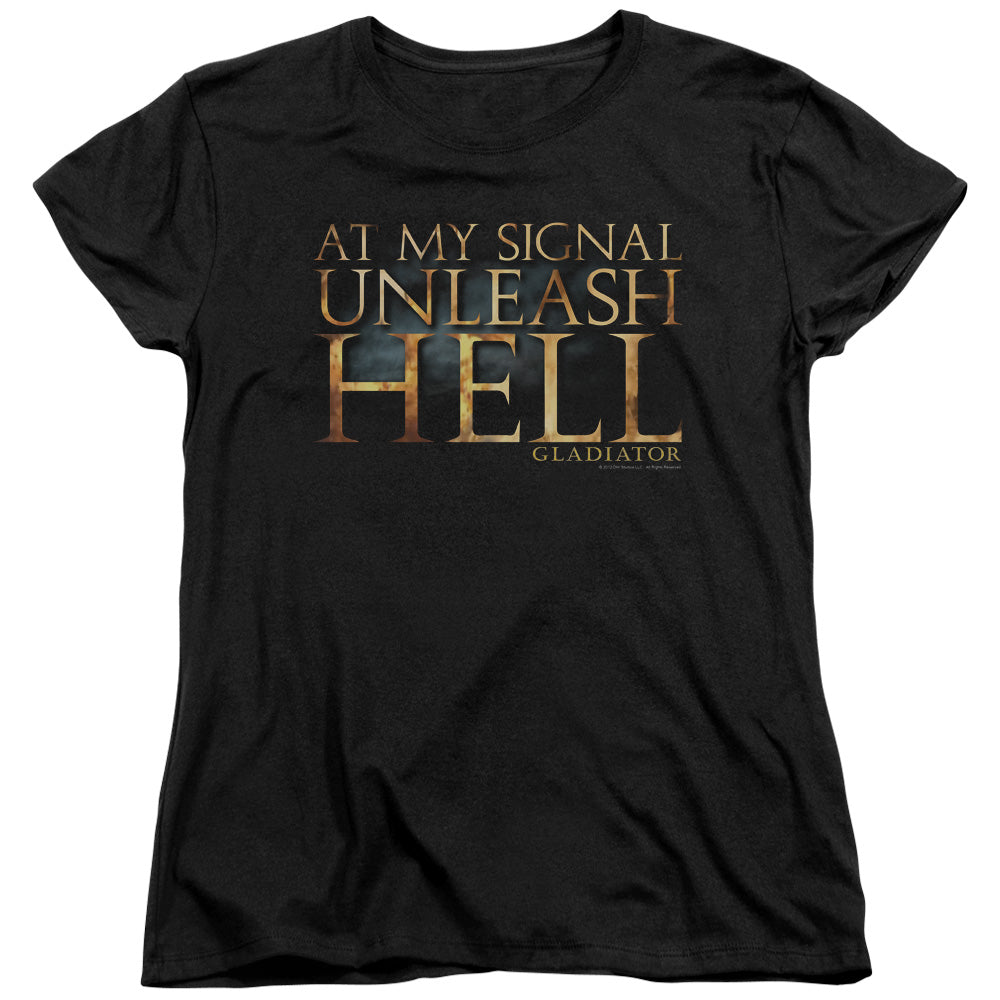 Gladiator Unleash Hell Womens T Shirt Black Officially Licensed