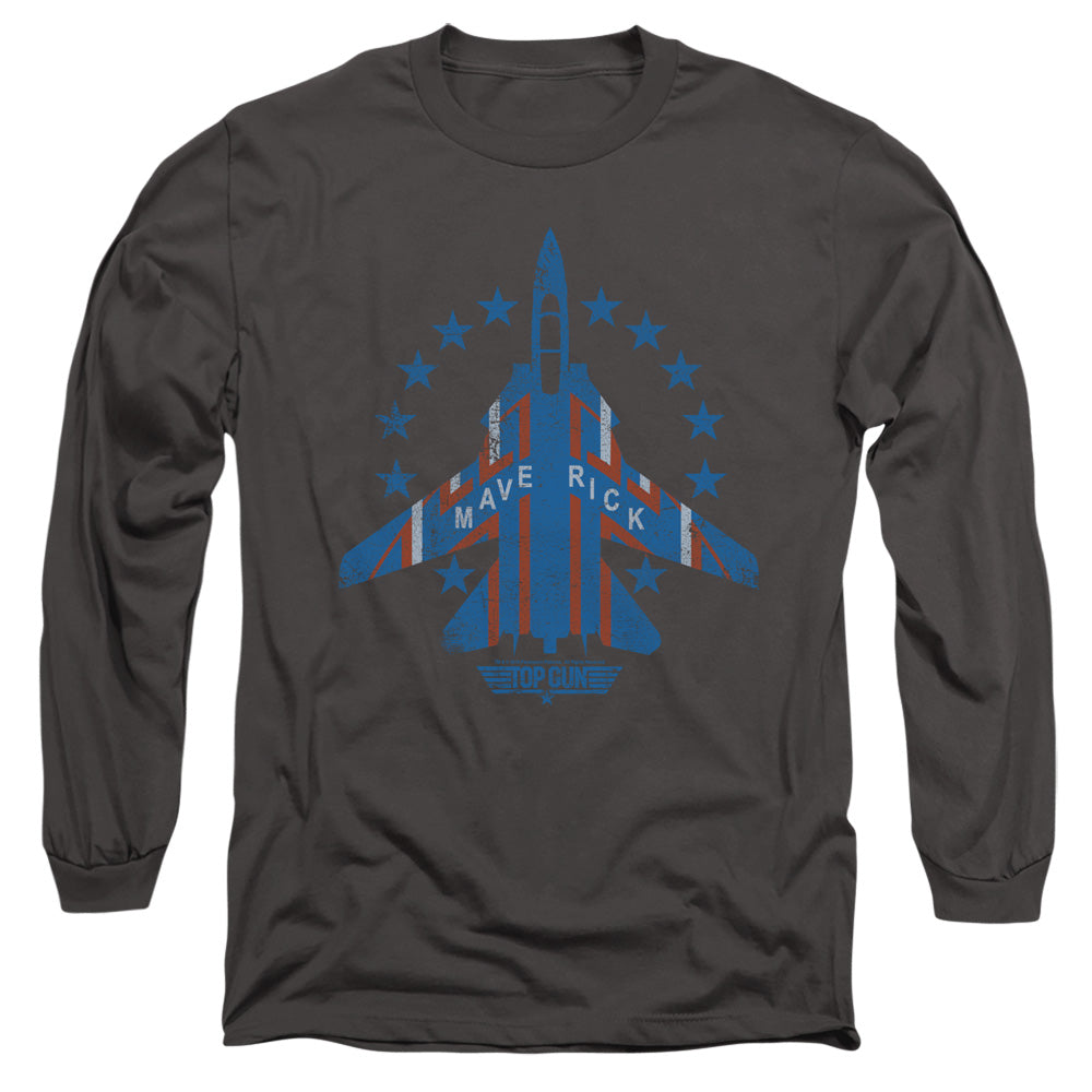 Top Gun Maverick Mens Long Sleeve Shirt Charcoal Officially Licensed