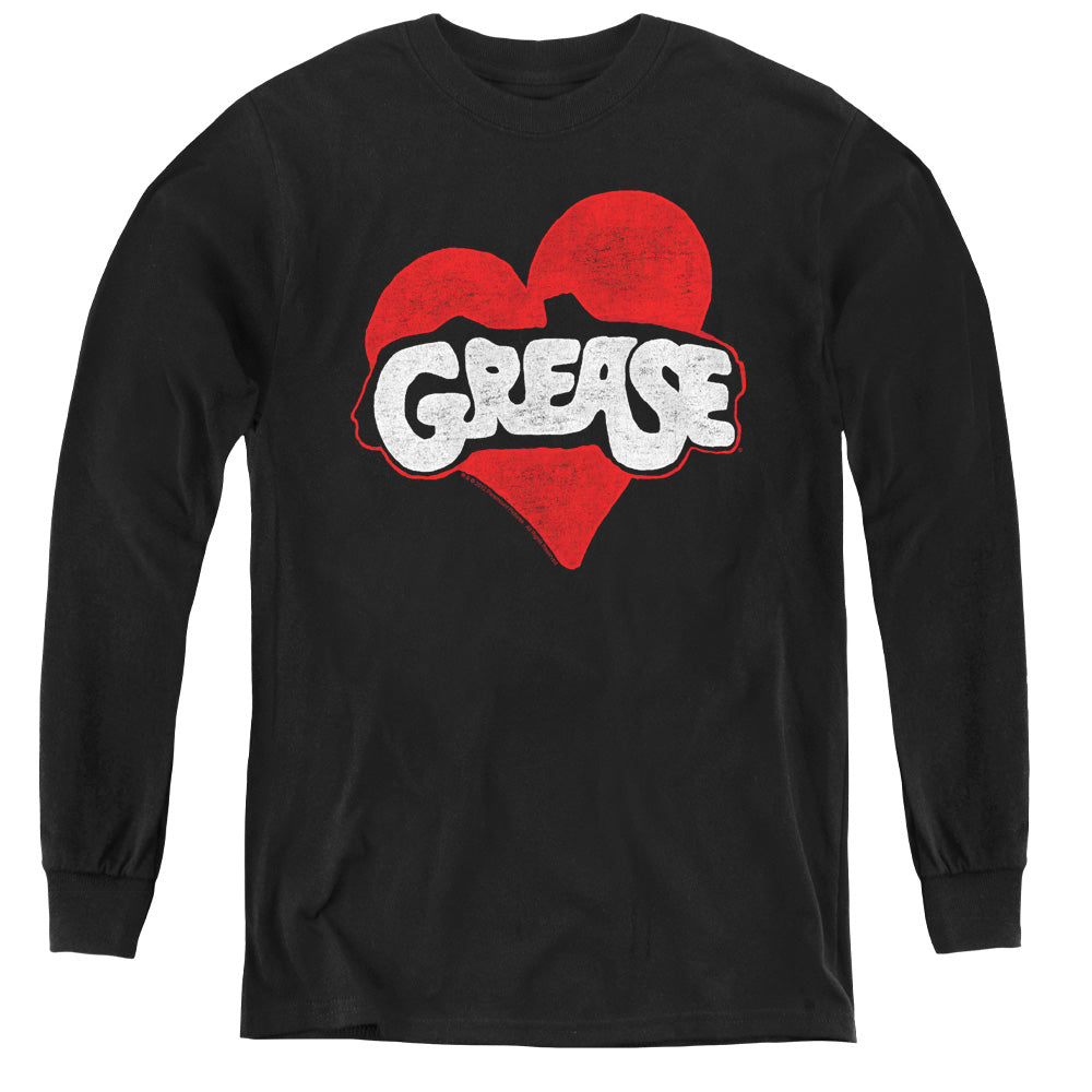 Grease Heart Long Sleeve Kids Youth T Shirt Black Officially Licensed