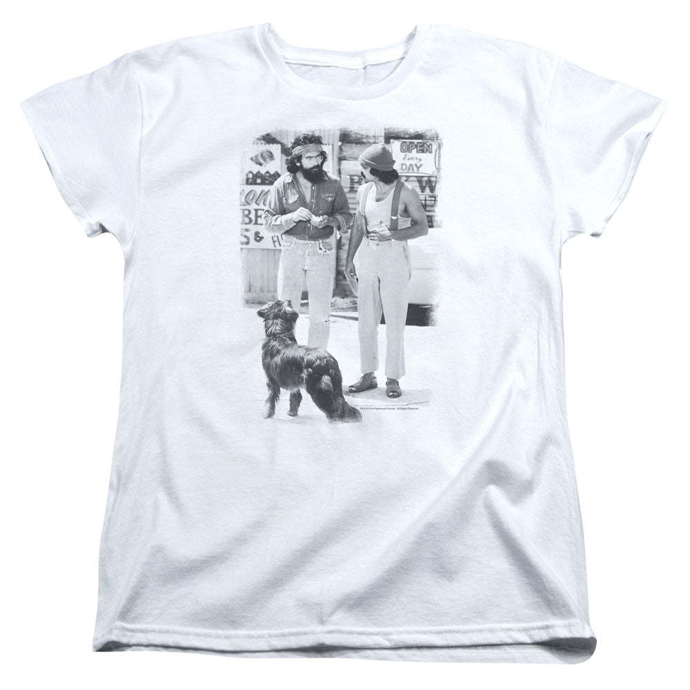 Up In Smoke Cheech Chong Dog Womens T Shirt White Officially Licensed