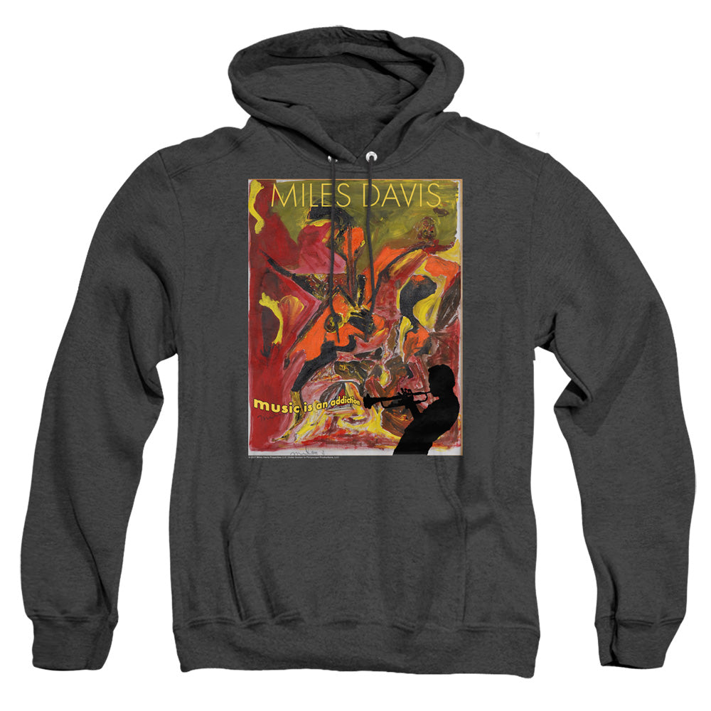 Miles Davis Music Is An Addiction Mens Heather Hoodie Black Officially Licensed