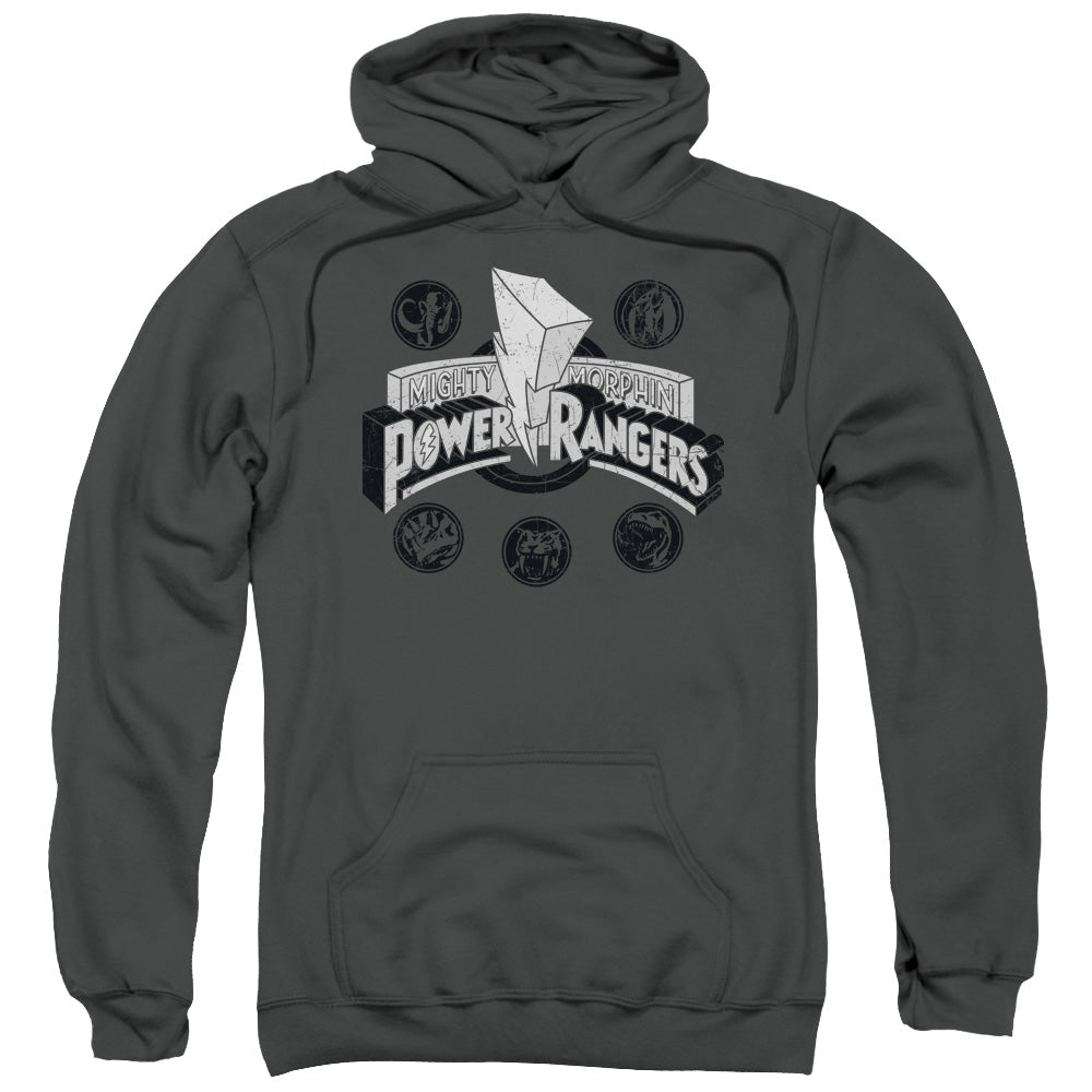 Power Rangers Power Coins Mens Hoodie Charcoal Officially Licensed