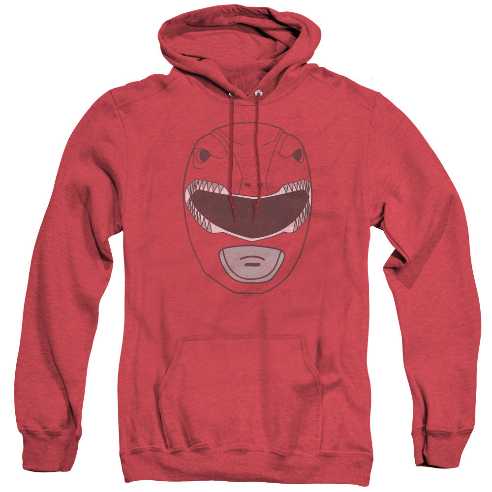 Power Rangers Red Ranger Mask Mens Heather Hoodie Red Officially Licensed