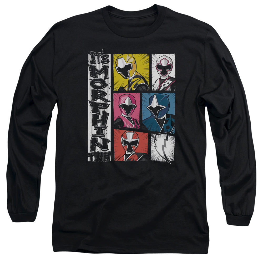 Power Rangers Its Morphin Time Mens Long Sleeve Shirt Black Officially Licensed