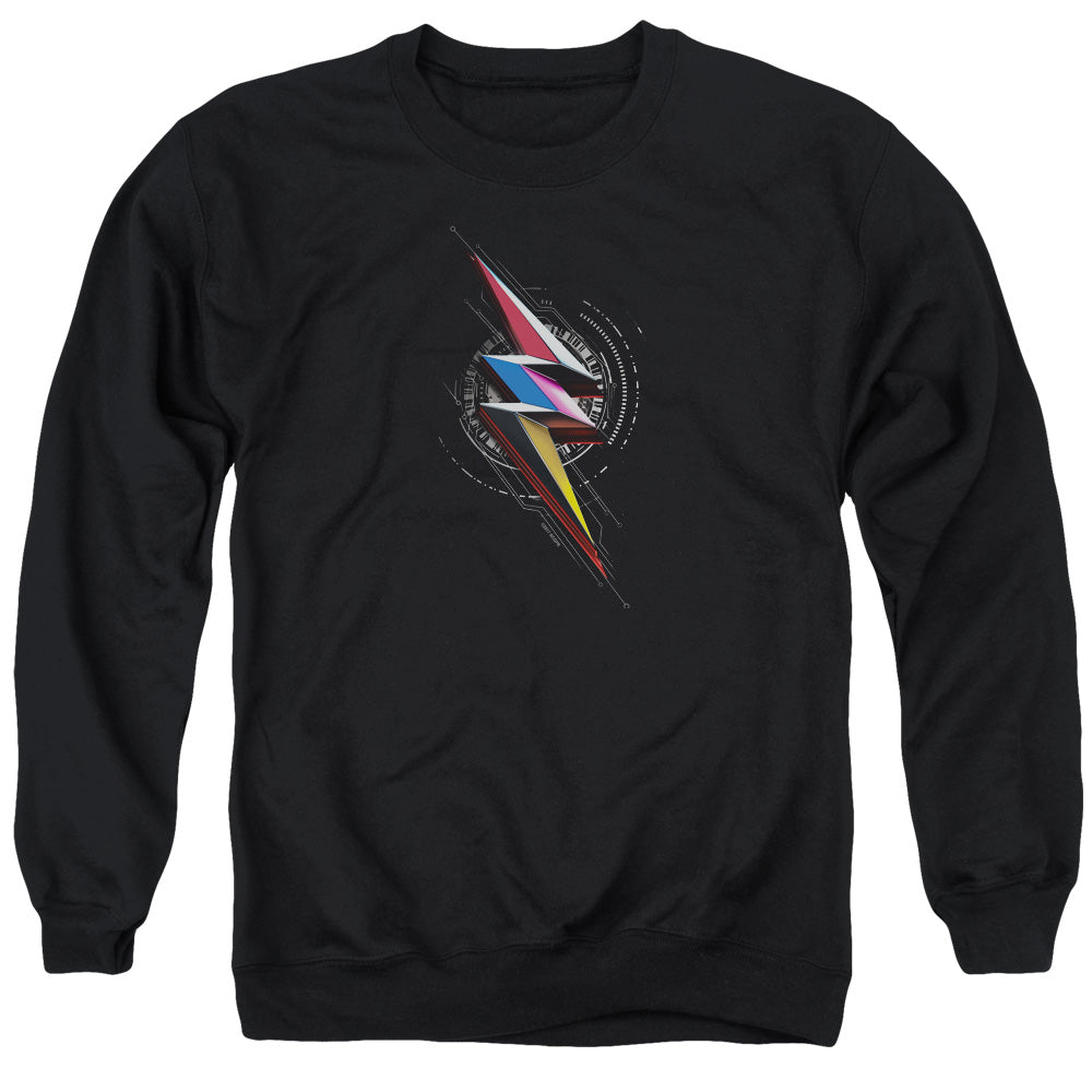 Power Rangers Bolt Sigil Mens Crewneck Sweatshirt Black Officially Licensed