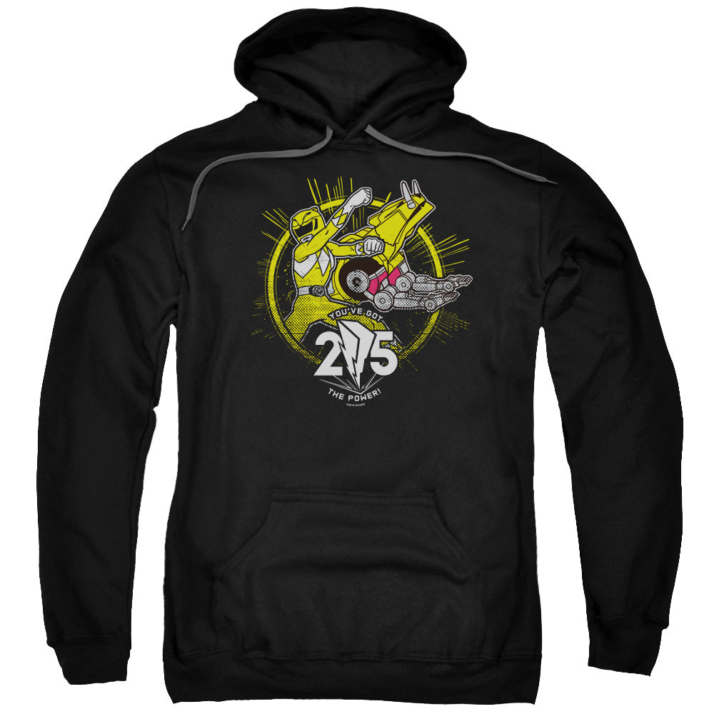 Power Rangers Yellow 25 Mens Hoodie Black Officially Licensed