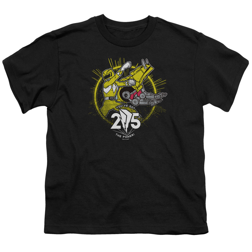 Power Rangers Yellow 25 Kids Youth T Shirt Black Officially Licensed