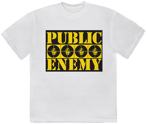 Public Enemy Public Enemy 4 Logos White Unisex Short Sleeve T-shirt (2XL) [T-Shirt] - Rock Band Apparel