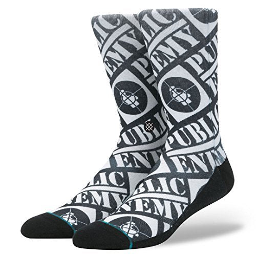 Public Enemy Stance Public Enemy Crew Socks - Mens Black Size L [Socks] - Rock Band Apparel